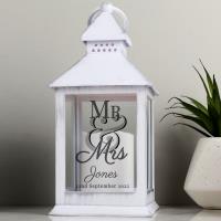 Personalised Mr & Mrs White Wedding Lantern Extra Image 2 Preview